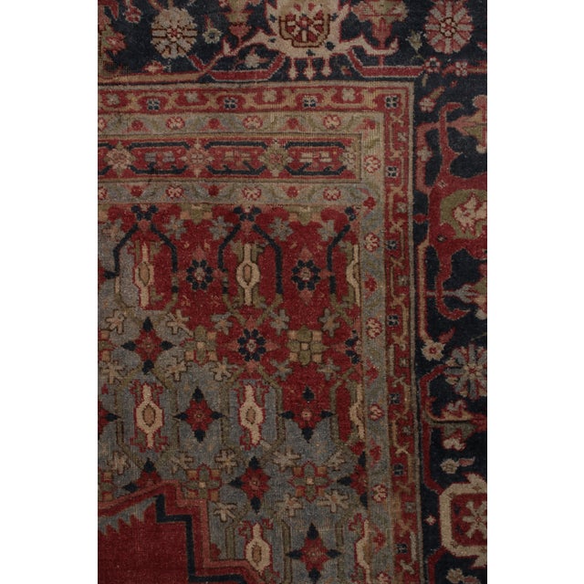 Red Antique Turkish Rug Red Blue Medallion Style Sparta Design For Sale - Image 8 of 9