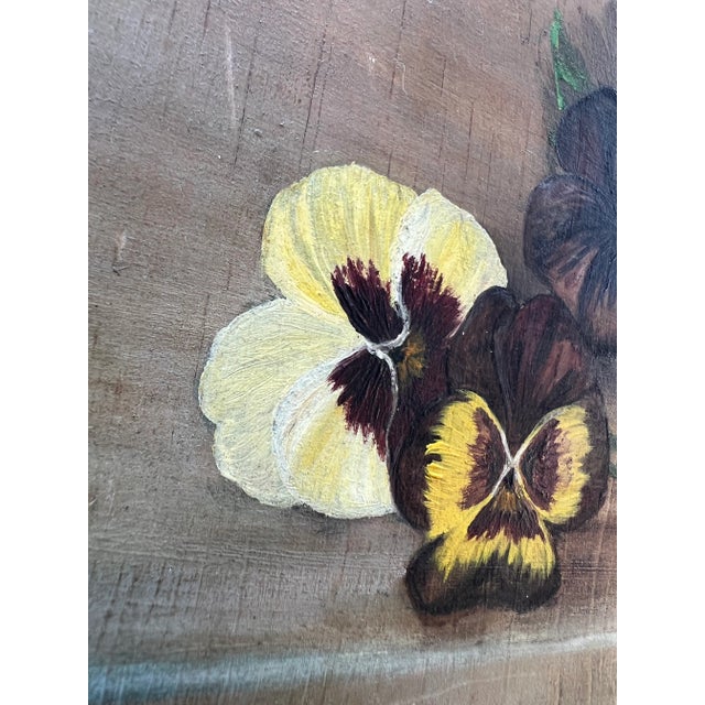 Antique Still Life Painting of Pansy Flowers in Gold-Leaf Frame For Sale In West Palm - Image 6 of 8