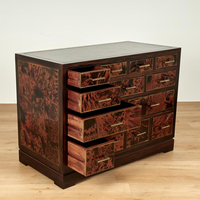 Mid-Century Modern Vintage Faux Tortoiseshell and Rosewood Chest of Drawers For Sale - Image 3 of 17