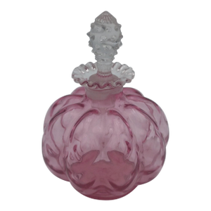 Vintage Light Cranberry Pink Art Glass Perfume Bottle With Hobnail Stopper