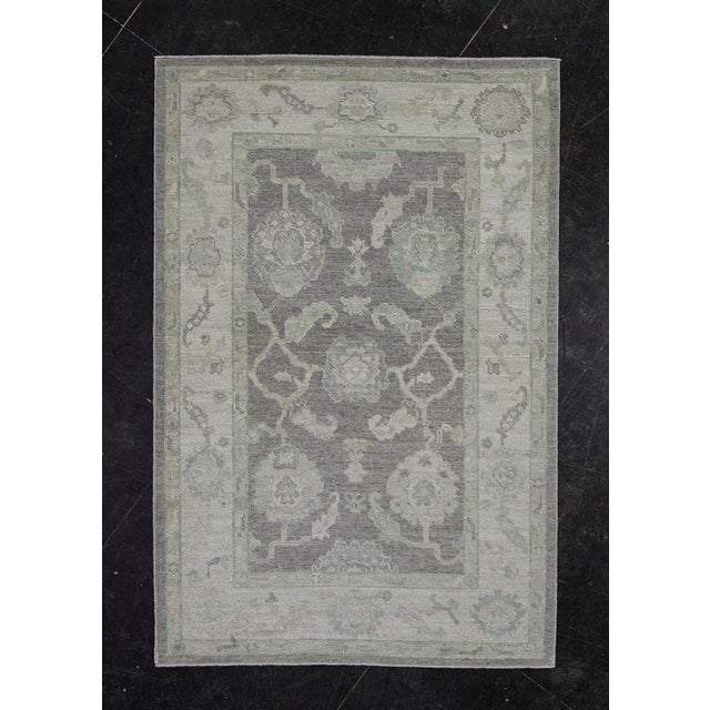 Ivory Turkish Oushak Rug Gray, Sage & Ivory Handwoven Rug 5'3" X 6'8" For Sale - Image 8 of 8