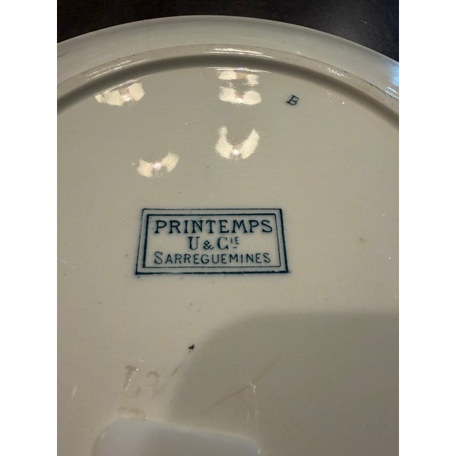 A beautiful antique French transferware plate by Utzschneider & Cie of Sarreguemines, featuring the desirable “Printemps”...