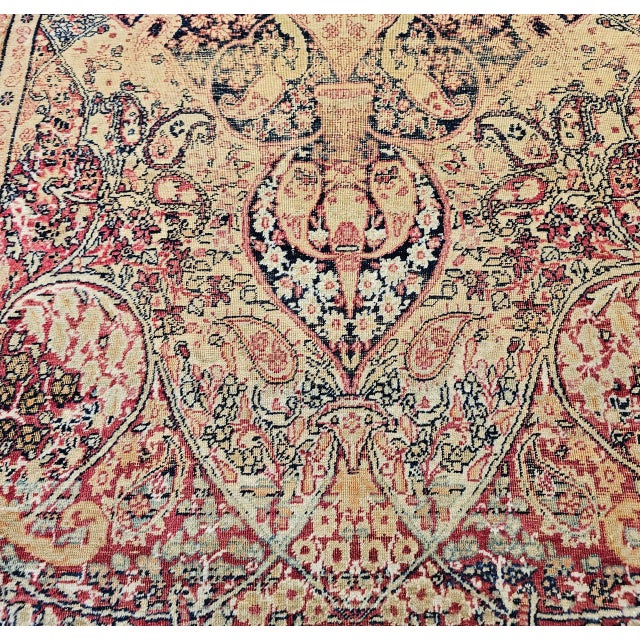 19th Century Persian Kerman Lavar Rug, Hand-Knotted Wool, Floral Pattern, Ivory & Red, 4x6 For Sale - Image 13 of 15