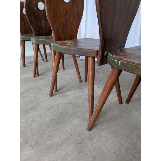 Vintage Brutalist Wooden Dining Chairs, 1970s, Set of 6 For Sale - Image 14 of 18