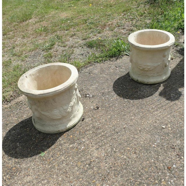 1970s Round Garden Planters with Winged Cherubs, 1970, Set of 2 For Sale - Image 5 of 9