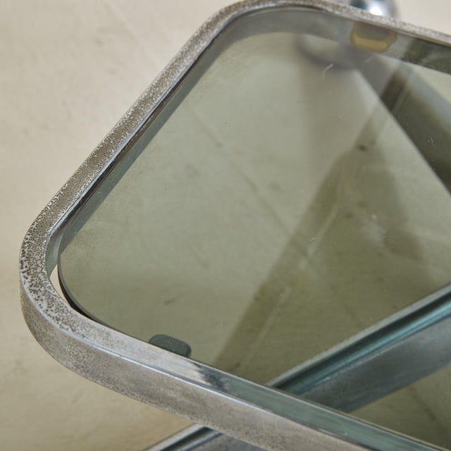 Chrome + Smoked Glass Bar Cart by Allegri Arredamenti, Italy 1970s For Sale - Image 4 of 11