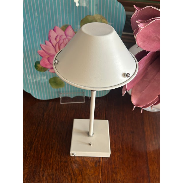 Contemporary Rechargeable Steel Lamp in White by Borges For Sale - Image 3 of 4