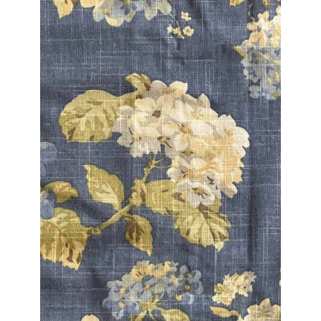 Pair of Extra Long Waverly Chambray Blue Hydrangea Custom Curtains For Sale - Image 9 of 12