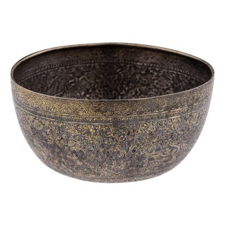 19th Century Thai Silver-Gilt Niello Enamel Bowl, Siam, 1800s For Sale