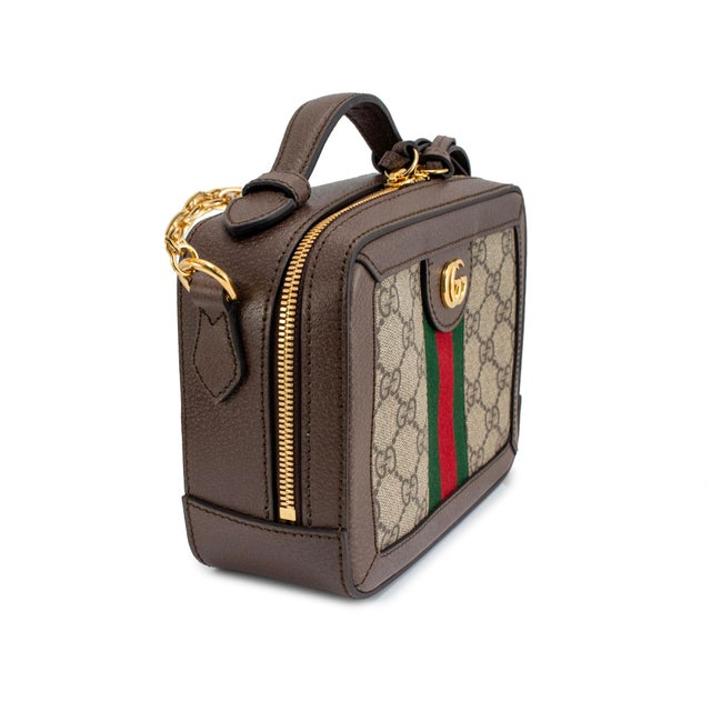 Modern Gucci Ophidia Gg Supreme Canvas & Leather Gold Hardware Top Handle Bag For Sale - Image 3 of 9