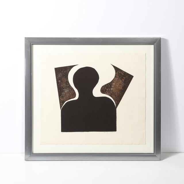 Mid-Century Modern Mid-Century Modernist Screen Print Titled "Man" Signed Sheng Hey C. 1973 For Sale - Image 3 of 16