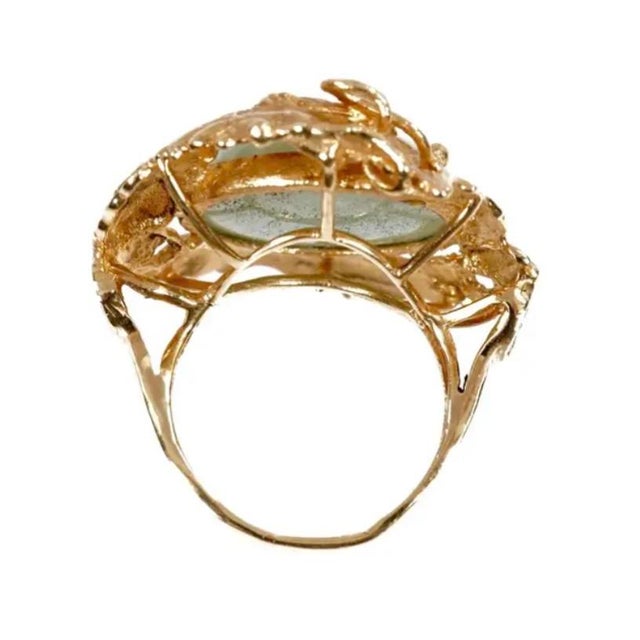 14k Gold and Jade Dragon Ring For Sale - Image 4 of 7
