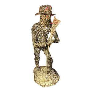 Vintage 1960's Brutalist C. Serraty Style Hunter Man Metal Wire Sculpture