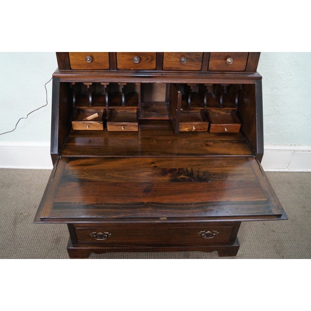 Bennington Pine Vintage Leaded Glass Door Secretary Desk Chairish