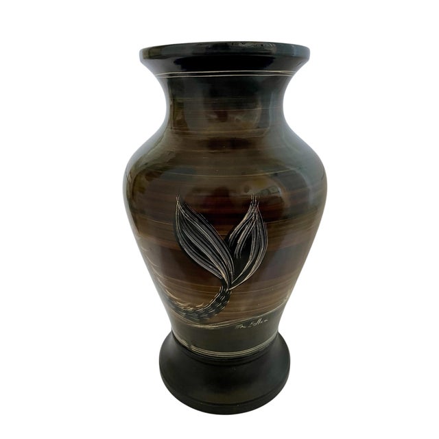 MCM Marc Bellaire California Ceramic Signed Vase Horse, Hippocampus Seahorse 17” For Sale - Image 4 of 9
