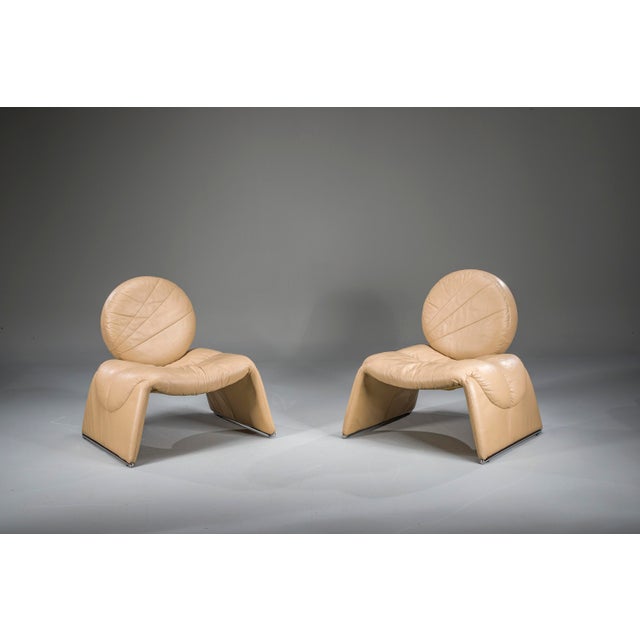 Calipso C35 Lounge Chairs in Leather attributed to Saporiti, Italy, 1980s, Set of 2 For Sale - Image 15 of 15