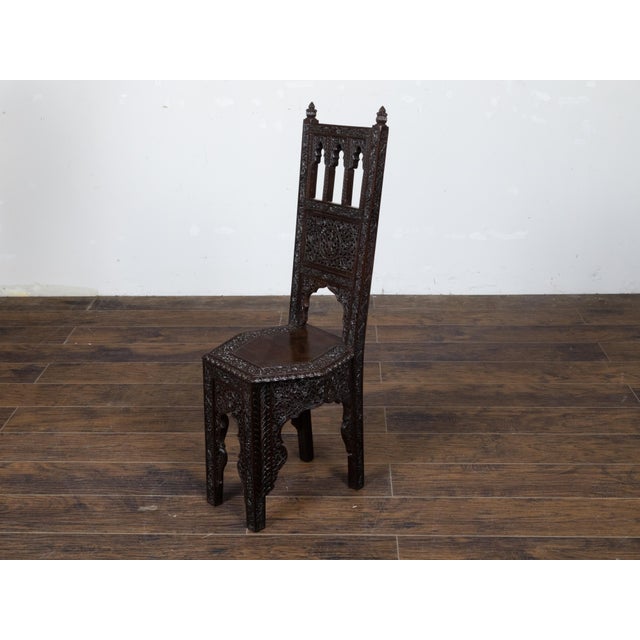 Anglo Indian Hand Carved Side Chair with Richly Carved Floral Motifs, circa 1900 For Sale - Image 10 of 12