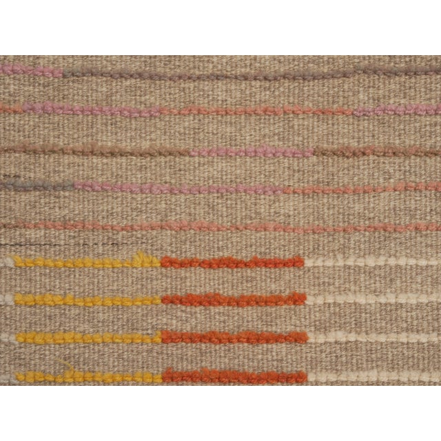 Beige 1970s Vintage Handmade Wool Cotton Beige Runner Rug For Sale - Image 8 of 11