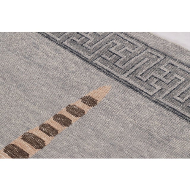 Textile Rug & Kilim’s Distressed Tiger Rug in Gray With Beige and Brown Pictorial For Sale - Image 7 of 10