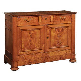 French Antique Burl Wood Console Cabinet For Sale