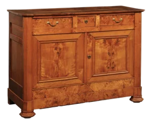 French Antique Burl Wood Console Cabinet