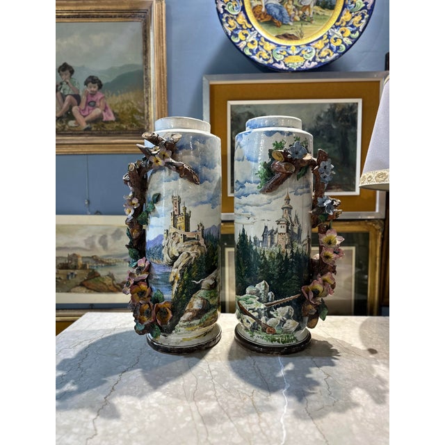 Barbotine Vase, 1890s, Set of 2 For Sale - Image 5 of 10