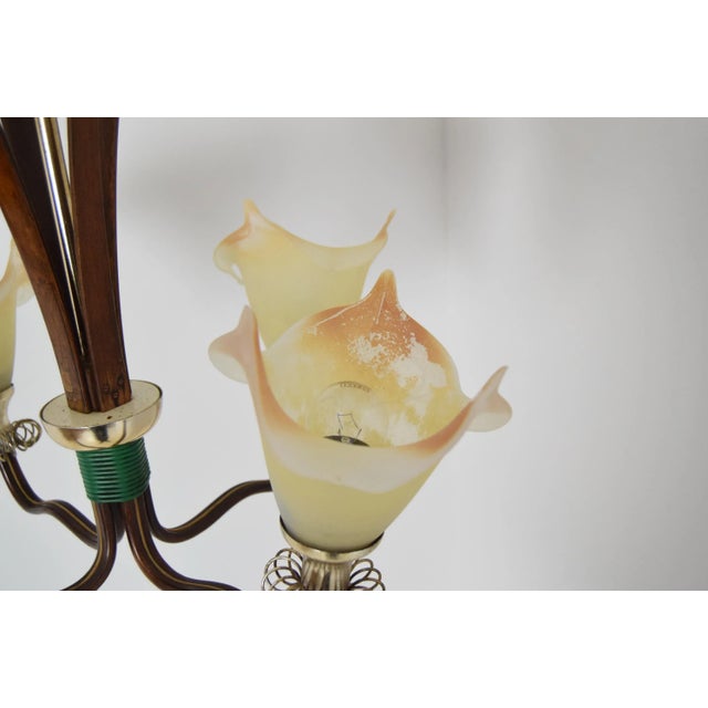 Wooden Chandelier, 1970s For Sale - Image 10 of 12