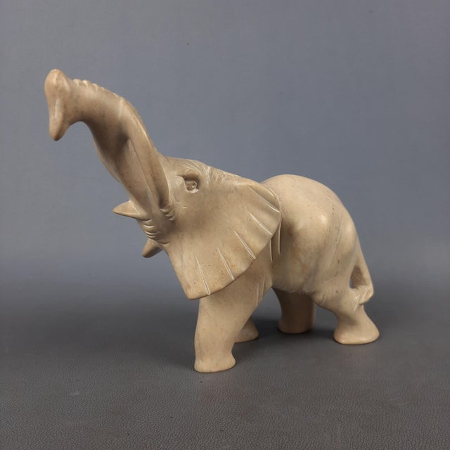 Vintage Elephant Sculpture in Beige Stone, 1970s For Sale - Image 15 of 15