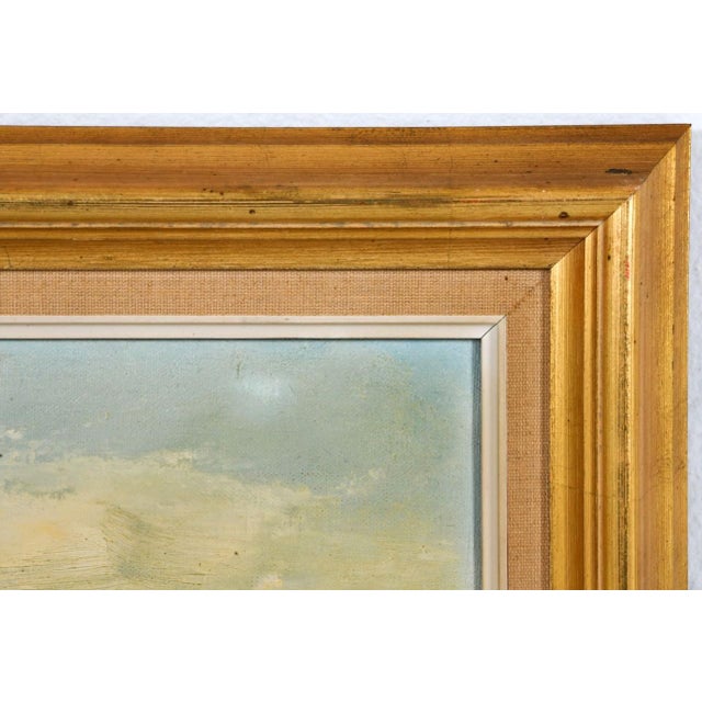 Impressionist Mid Century Sea Shoreline Painting Signed For Sale - Image 4 of 4