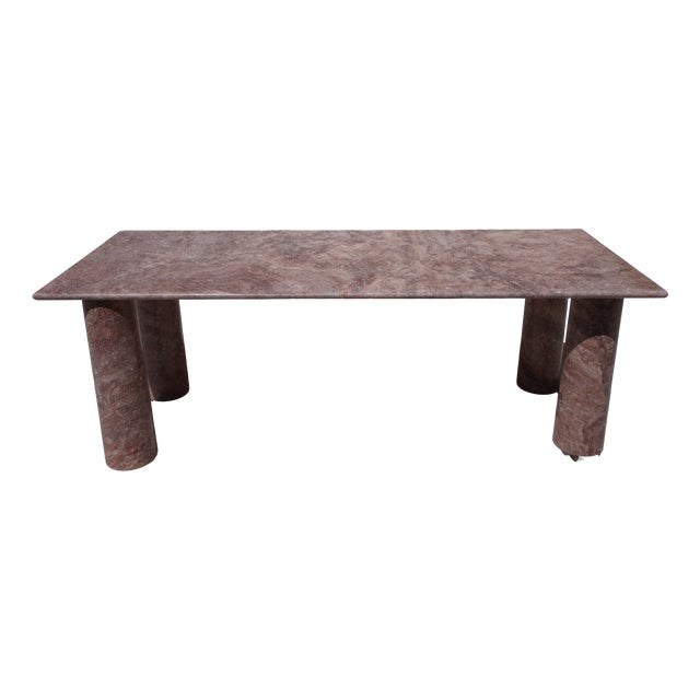 Large Dining Table in Red Travertine by My Habitat Design For Sale