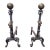 Antique Spanish Revival Brass and Wrought Iron Fireplace Andirons – Pair For Sale