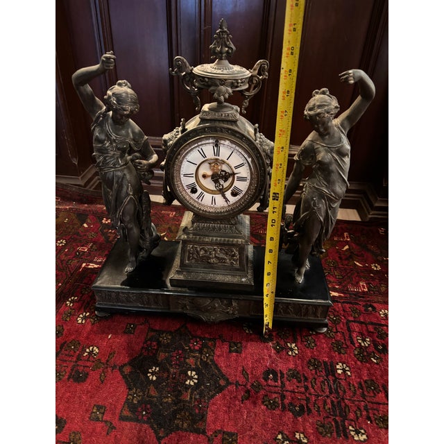 Antique Ansonia Huntress & Fisher Figural Mantel Clock – New York, 1882 [Mr] For Sale - Image 10 of 12
