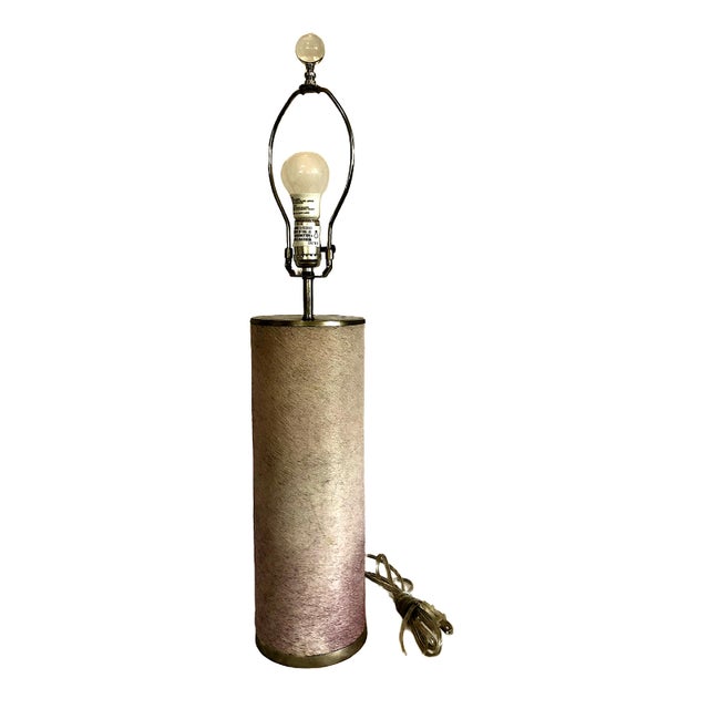 A Pair of Mid-Century Hair-on-Hide Wrapped Table Lamps With Brass Trim For Sale - Image 10 of 18