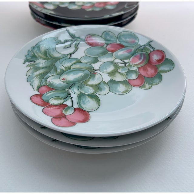 White Set of 6 Vendanges Small Porcelain Plates by Philippe Deshoulieres For Sale - Image 8 of 17