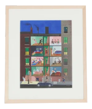 Mid-Century Gouache Painting on Paper Painted for the New Yorker Magazine