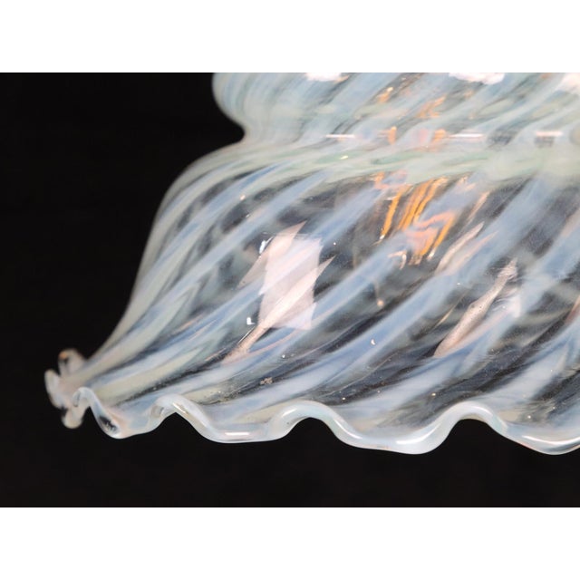 Mid 20th Century Art Nouveau Swirl Opal Glass Hanging Pendant Light For Sale - Image 4 of 10
