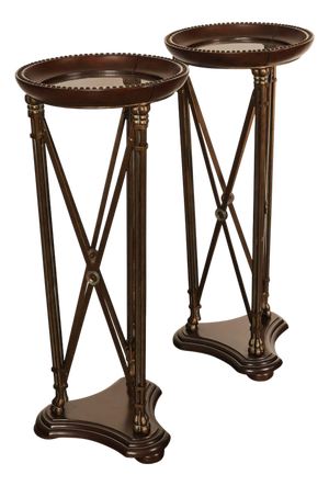 Late 20th Century Regency Style Pair Of Mahogany Pedestal Plant Stands