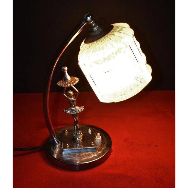 Art Deco Italian Figural Dancer Table Lamp with Art Glass Shade, 1930s For Sale - Image 6 of 18