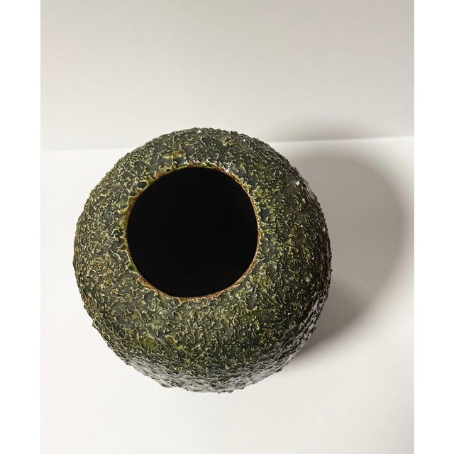 1970s Avocado Lava Texture Vase For Sale - Image 4 of 5