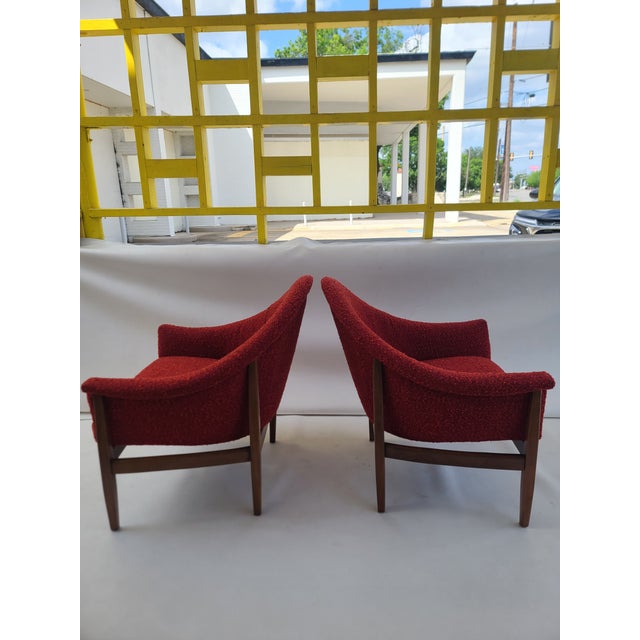 1960s Pair Milo Baughman Thayer Coggin Walnut Petite Armchairs For Sale - Image 5 of 9