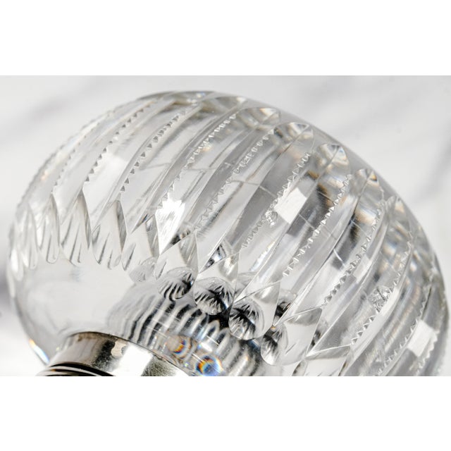 Brilliant Large Antique Cut Crystal Paperweight Inkwell With Sterling Silver Lid Luxury Desk Accessory Home Decor For Sale - Image 12 of 17