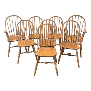 Ethan Allen Bowback Windsor Dining Chairs - Set of 8 For Sale