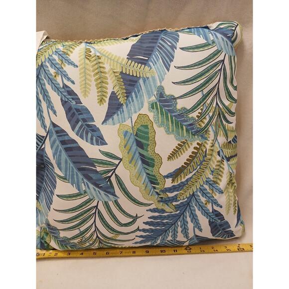Blue 2 Pillow Set Tommy Bahama Tropical Leaf Throw 16 X 16 Indoor Outdoor Blue Green For Sale - Image 8 of 13