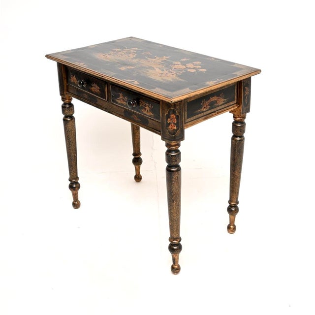 Antique Victorian Chinoiserie Lacquered Side Table, 1850s For Sale - Image 4 of 13