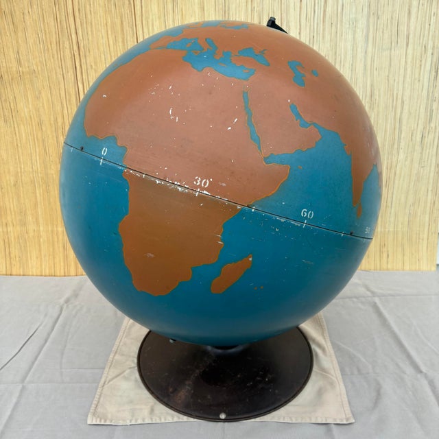 1950s Mid-Century Modern Large 20” A. J. Nystrom Metal Activity Globe For Sale - Image 4 of 12