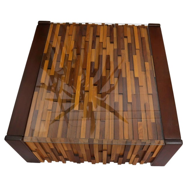 Pair of Percival Lafer Coffee Table Brazilian Rosewood Exotic Wood Mosaic For Sale - Image 10 of 10