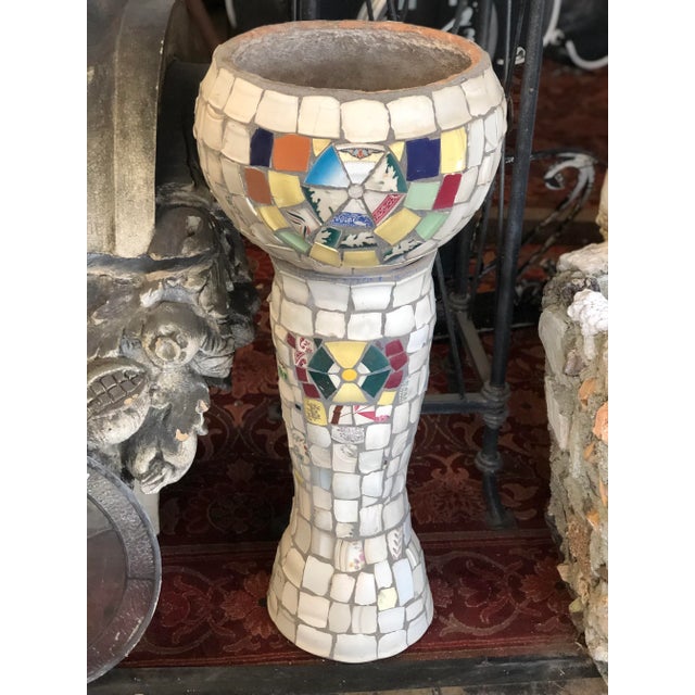 Expressionism 1950s Vintage Mosaic Style Old Pots With Base Stand- A Pair For Sale - Image 3 of 13