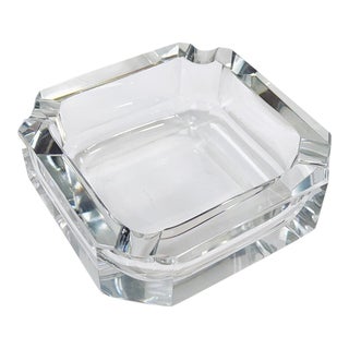 Vintage Glass Square Cut Ashtray or Catchall Dish For Sale