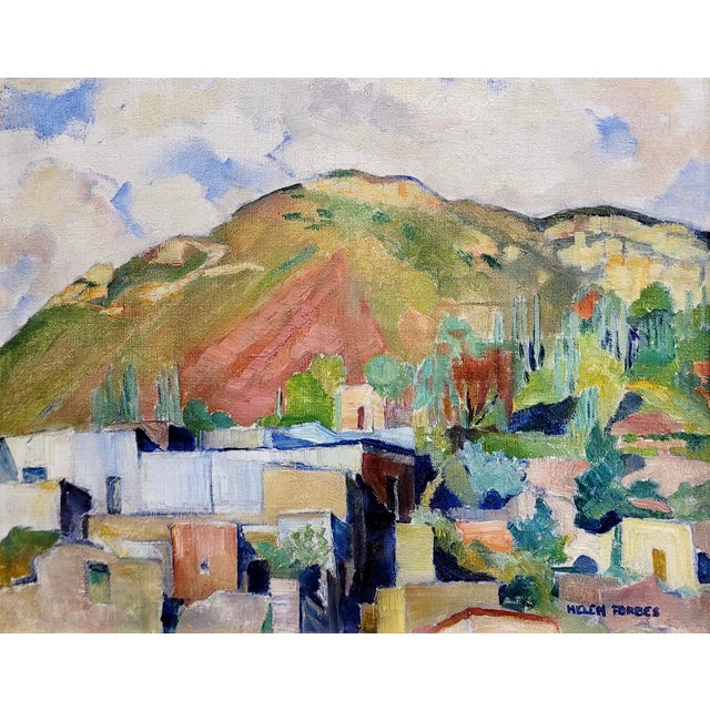 Impressionist Helen Katharine Forbes-Village by the Bay Area-1920s Impressionist Oil Painting For Sale - Image 3 of 9