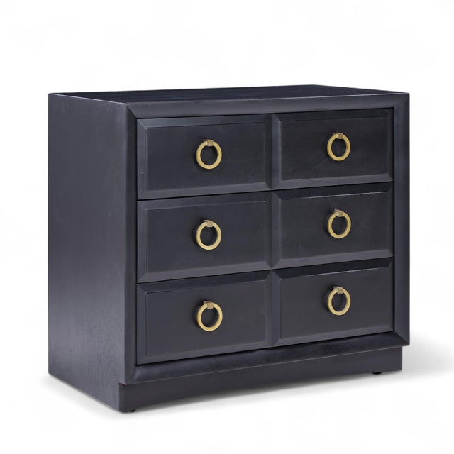 t.h. Robsjohn Gibbings for Widdicomb Modern Mid Century Maple and Brass Three Drawer Chest - Pair For Sale In Chicago - Image 6 of 12